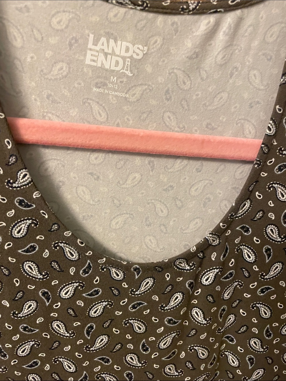 Lands' End Brown Paisley Scoop Neck Dress
